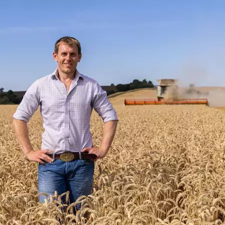 Ian Matts Wheat Plan in a field combine