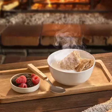 Shreddies with hot milk